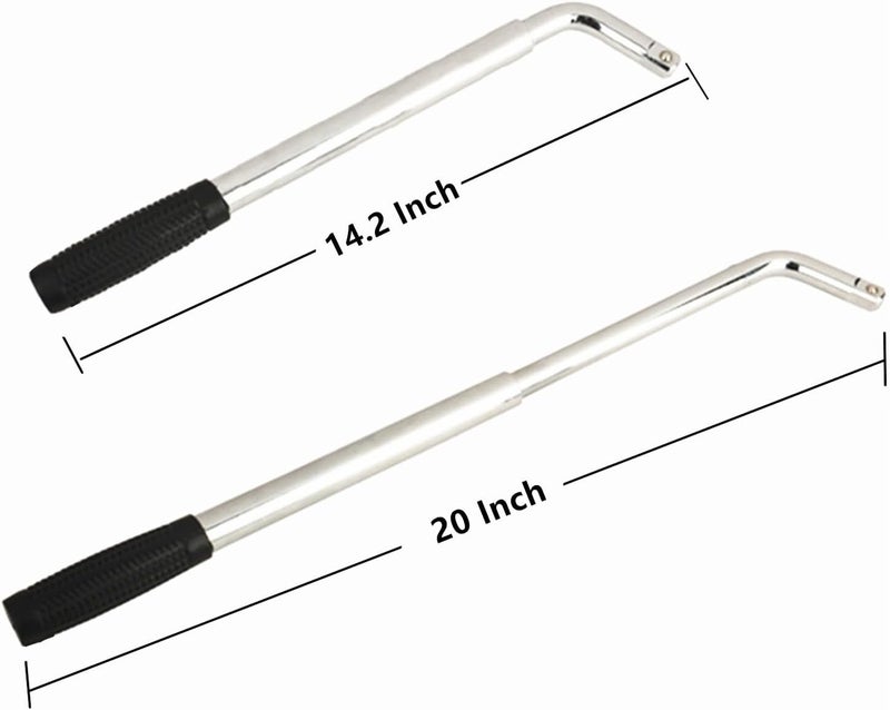 VIATOOLS 20" Universal Extended Lug Wrench 4 Way Heavy Duty Tire wrench Standard Sockets 17mm 19mm 21mm 23mm for Cross Wheel Wrench - Image 2